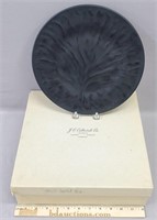 Lalique French Black Crystal Plate Signed
