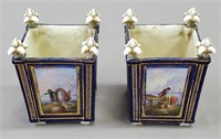 Pair Sevres Style French Porcelain Cache Pots