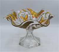 Goofus Glass Compote Stand w/ Butterflies