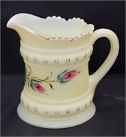 Heisey Hand Painted Floral Creamer - Custard