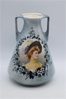 Hand Painted Dbl Handled Portrait Vase