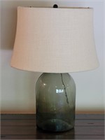 Gray-Blue Wavy Glass Lamp with Shade