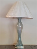 Modern Blue Glass Lamp w/ Factory Wrapped Shade