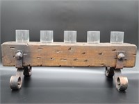 Rustic Primitive Wood 5-Light Votive Candelabra