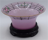 Violet Enamel Painted Tiffin Bowl on Glass Plateau