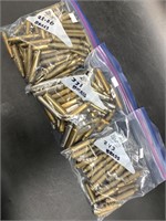 3 Bags of assorted brass casings including 25-06 .