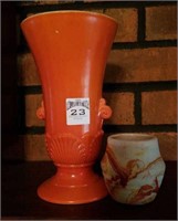 Orange Vitrock vase and Nemadji Pottery