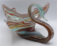 Art Glass Swan Bowl - 14x12x7"