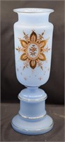 Bristol Enamel Painted Blue Opaline Vase
