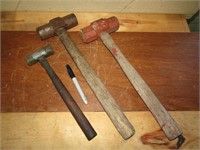 2- Hammers, 1- Mallet Wooden Handles