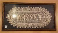 Picture frame with hand crocheted MASSEY
