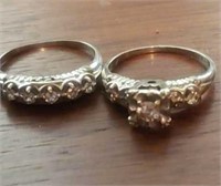 Vintage diamond wedding set marked 14k white gold