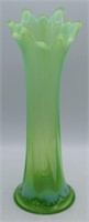 Green Opalescent Vase - 11" tall
