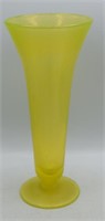 Vaseline Stretch Glass Vase - 11.5" tall