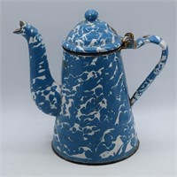 Blue Swirl 7.75" Enamel Tea Kettle