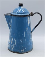 Blue Swirl 8.5" Enamel Coffee Pot
