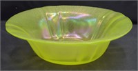 Yellow Vaseline Stretch Glass 9.5" Console Bowl