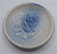 Blue/White Salt Glazed Crock Soap Dish w/ Rose