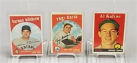 1958 Kaline; 1959 Berra & Killebrew Baseball Cards