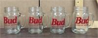 4 Bud glass mugs
