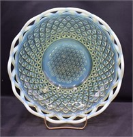8.5" Green Opalescent Open Lace Bowl