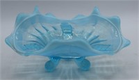 Northwood Blue Opalescent Ruffled Footed Bowl