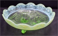 Northwood Green Opalescent 8" Footed Bowl