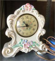Vintage French-style ceramic clock, works