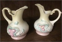 Pair of 6" Hull pottery Wildflower pitchers