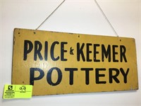 Price & Keemer Wooden Pottery Sign  24 x 11