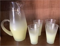 Frosted lemonade glasses and pitcher