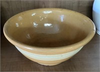Four banded stoneware bowl 10" wide