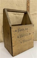 Heavy wood tote - Faith, Family, Friends