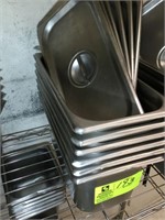 Group of 6 Hotel Pans  (7" x 13" x 6"deep with Lid