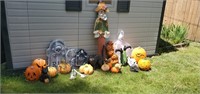 Halloween lawn decorations, illuminated pumpkins,