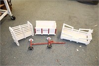 Wintage Handmade Wooden Toy Wagons Cattle Chute