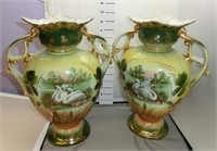 Pr. 13" Swan 2 handled vases c.1900
