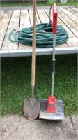 Shovel, power shovel, garden hose