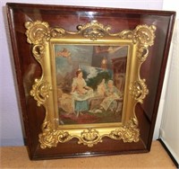 painting on canvas w/ornate gold frame & shadow