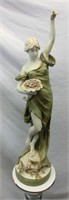 32" Royal Dux Nouveau Woman statue having crack