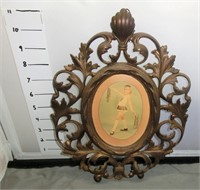 gold leaf Vict. iron frame w/Pom-Pom girl