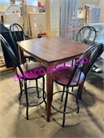 LOT, 34" X 34" BAR HEIGHT TABLE W/ 4 STOOLS
