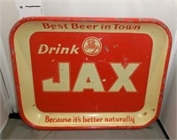 "Drink Jax" the best beer in town vintage tray