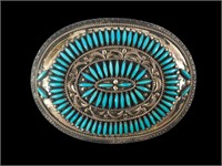 F M Begay Navajo Turquoise Belt Buckle Vintage