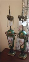 2 Antique Lamps-27" Tall