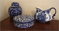 3 Blue & White Ceramic Pieces