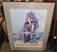 Stetson cowboy hat poster framed 40" x32"