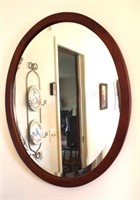Oval Beveled Wooden Mirror