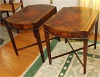 Pair of Leather Top Side Tables