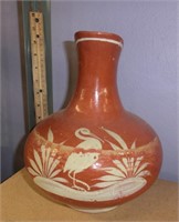 decorated redware pitcher
